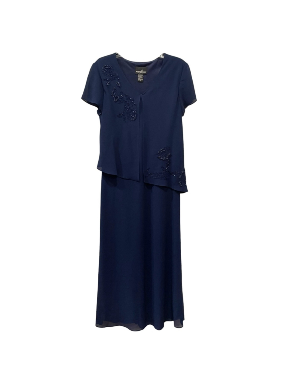 Positive Attitude Womens Size 12 Beaded Formal Dress Mother of the Bride Navy